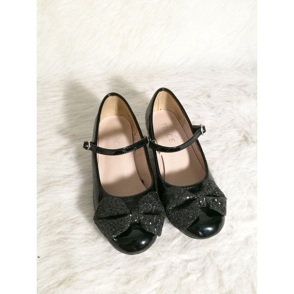 Children black girl shoe glittery bow 13